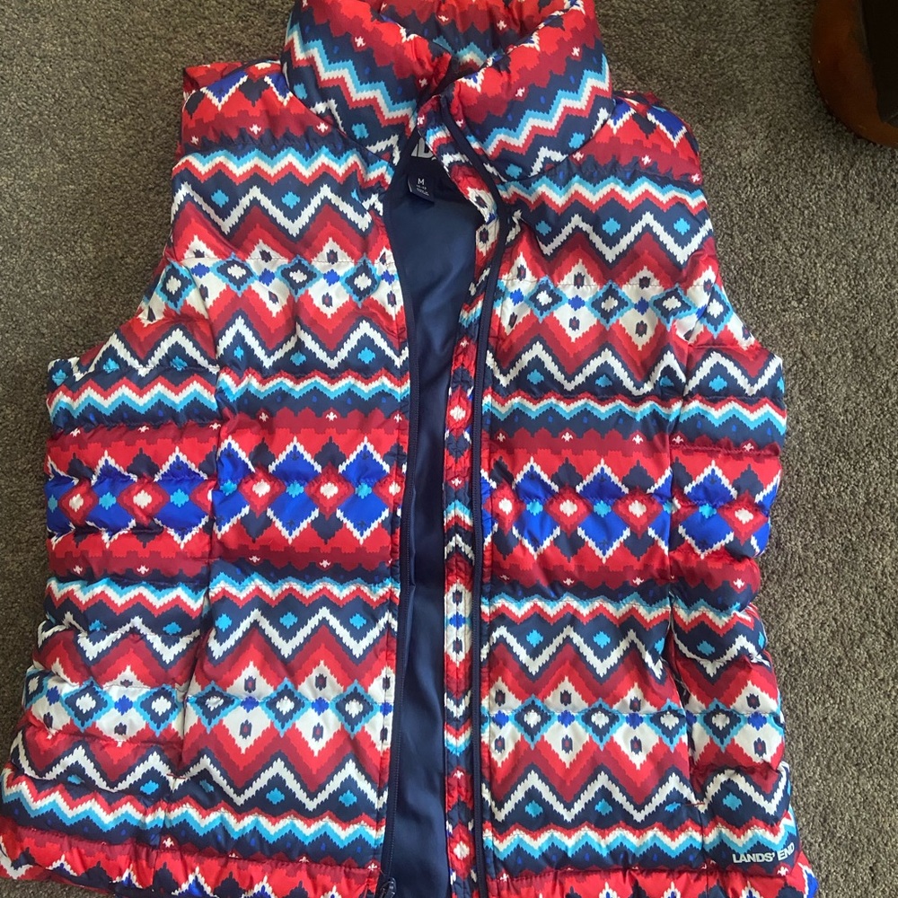 Lands' End Multicolor Chevron Vest